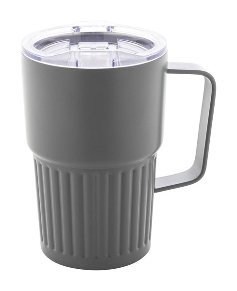 Obrázky: Dvoustěnný termohrnek-recykl. nerez, víčko, šedá