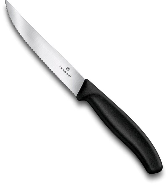 Obrázky: Černý steakový nůž VICTORINOX 12cm, vlnkové ostří, Obrázek 2