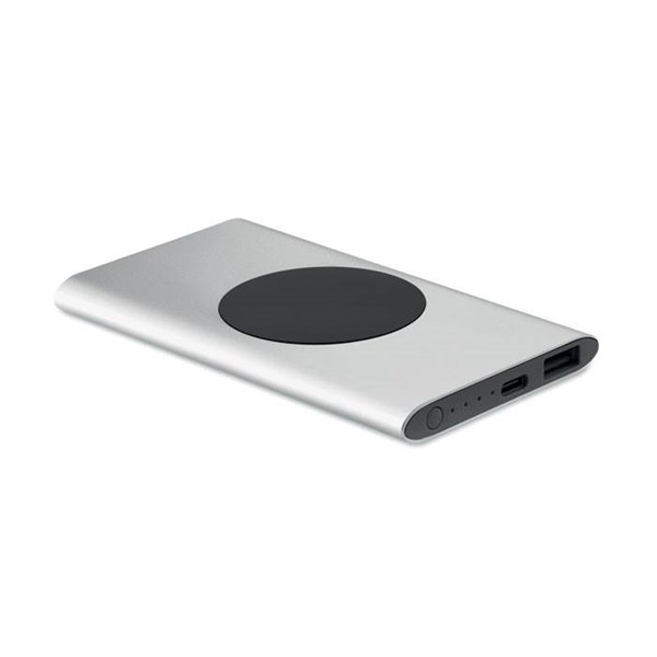 Obrázky: Stříbrná bezdrát. 15W powerbanka 5000mAh