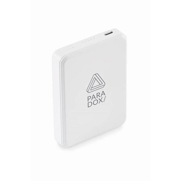 Obrázky: Powerbanka 5000 mAh z recykl. ABS, bílá, Obrázek 4