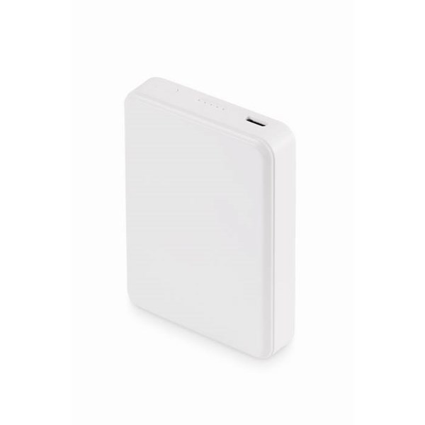 Obrázky: Powerbanka 5000 mAh z recykl. ABS, bílá, Obrázek 5