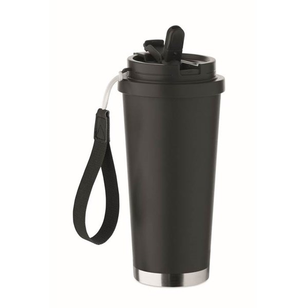 Obrázky: Termohrnek z rec. nerez 500ml a poutkem, černá, Obrázek 2
