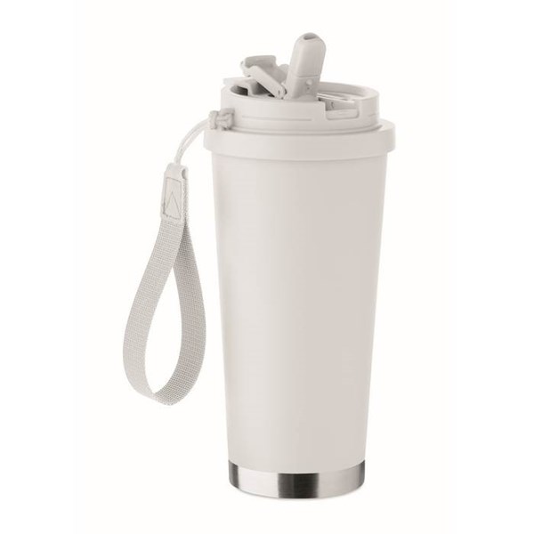 Obrázky: Termohrnek z rec. nerez 500ml a poutkem, bílá, Obrázek 2