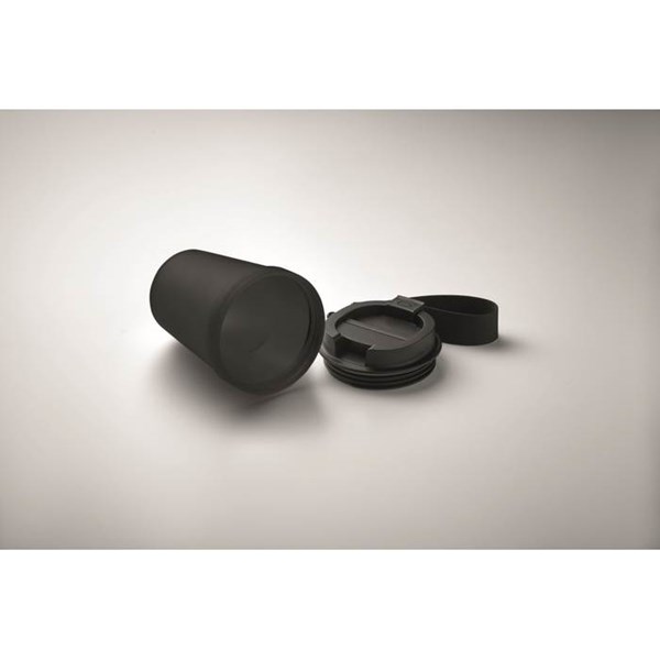 Obrázky: Jednostěnný hrnek 300 ml s PES poutkem, černá, Obrázek 3