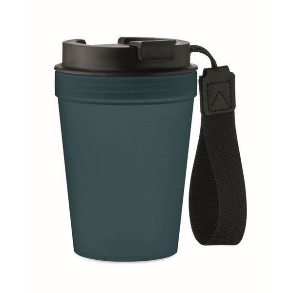Obrázky: Jednostěnný hrnek 300 ml s PES poutkem, modrá