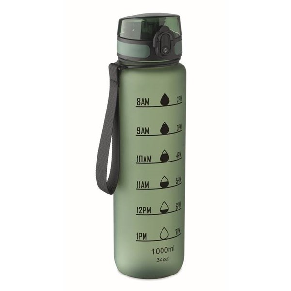 Obrázky: Sport. RPET láhev 1L, motivační značky, zelená