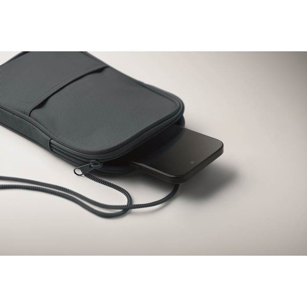 Obrázky: Cestovní RPET pouzdro se šňůrkou, modrá, Obrázek 4