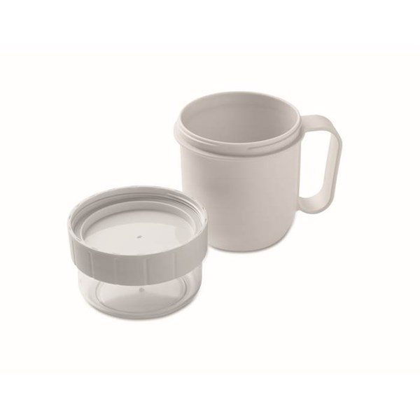 Obrázky: Cestovní dvojhrnek z PP 450ml/160ml, bílá, Obrázek 3