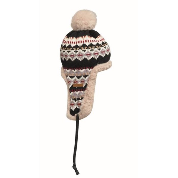 Obrázky: Pletená čepice s klapkami na uši a bambulí, tmavá, Obrázek 6