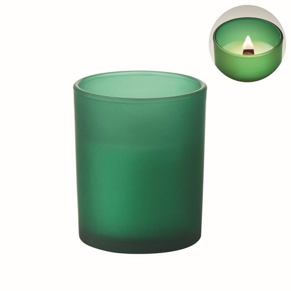 Obrázky: Skleněná svíčka z rostlinného vosku 80g, zelená, Obrázek 6
