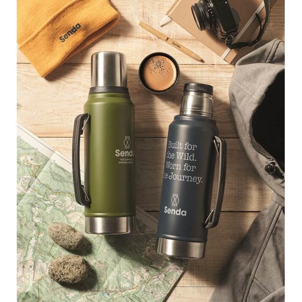 Obrázky: Dvoustěnná láhev 1L z recyklované oceli, zelená, Obrázek 7