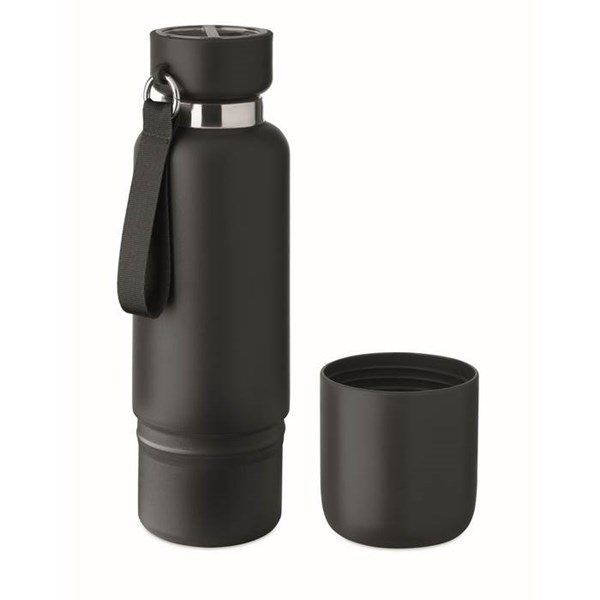 Obrázky: Dvoustěnná láhev 500ml s poutkem, černá, Obrázek 2