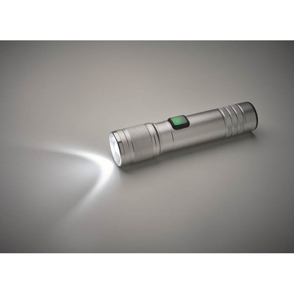 Obrázky: Dobíjecí COB svítilna z recykl. hliníku, stříbrná, Obrázek 10