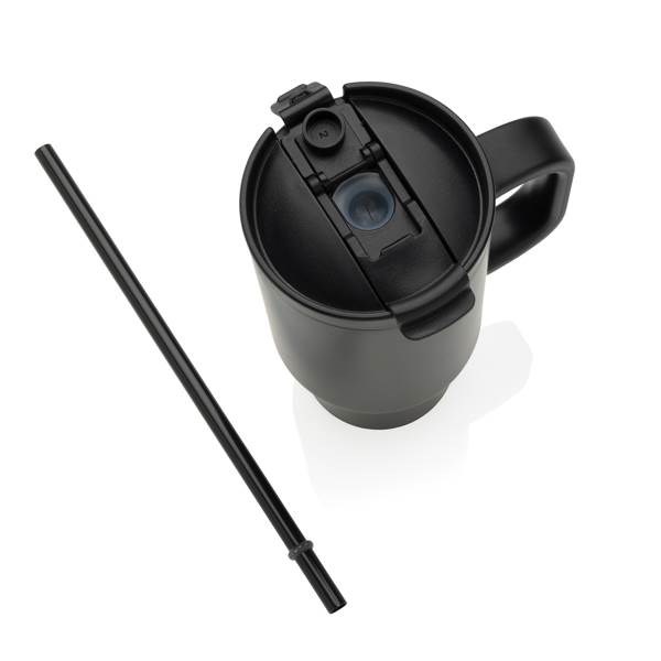 Obrázky: Černý termohrnek s brčkem z recyklované oceli, Obrázek 3