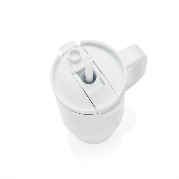 Obrázky: Bílý termohrnek s brčkem z recyklované oceli, Obrázek 2