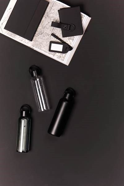 Obrázky: Transparentní černá láhev na vodu z RPET 550 ml, Obrázek 9