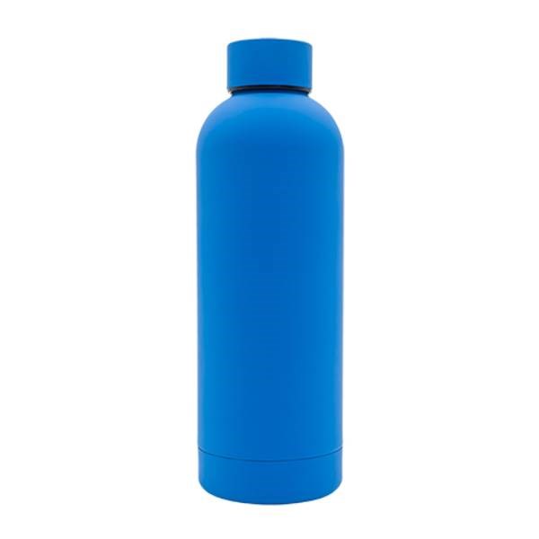 Obrázky: Sv. modrá nerez. termoska 500 ml s pogum.povrchem