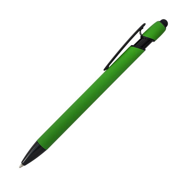 Obrázky: Zelené pogum. hliník. pero s černými doplň.+stylus, Obrázek 2