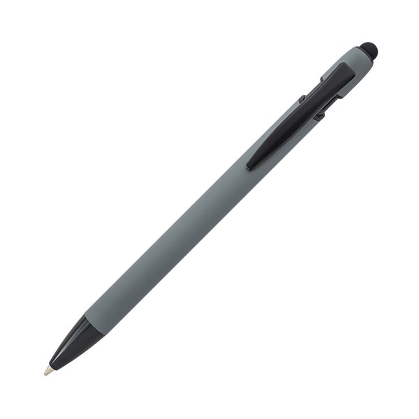Obrázky: Šedé pogum. hliník. pero s černými doplň.+stylus, Obrázek 2