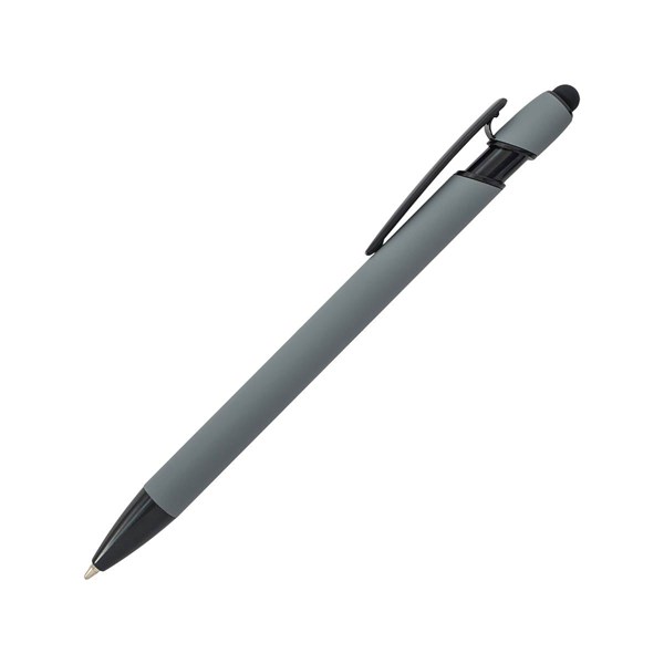 Obrázky: Šedé pogum. hliník. pero s černými doplň.+stylus, Obrázek 3