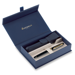 Obrázky: PP WATERMAN Expert Black GT + modré kožené pouzdro