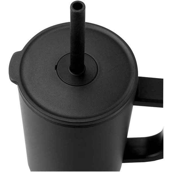 Obrázky: Termohrnek 900ml nerez/plast, sil.brčko, černá, Obrázek 2