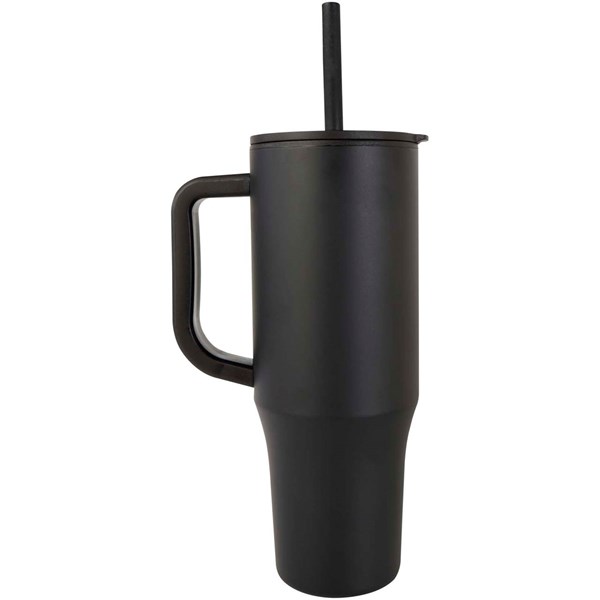 Obrázky: Termohrnek 900ml nerez/plast, sil.brčko, černá, Obrázek 8