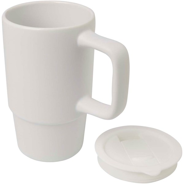 Obrázky: Bílý keramický hrnek 450 ml s plastovým víkem, Obrázek 2