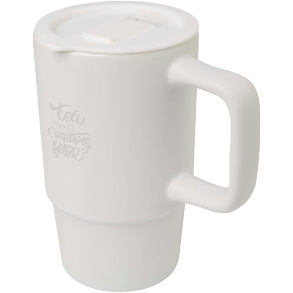 Obrázky: Bílý keramický hrnek 450 ml s plastovým víkem, Obrázek 4