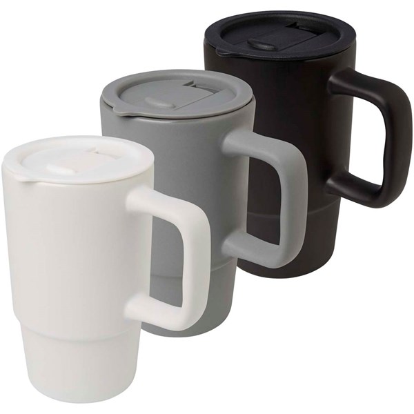 Obrázky: Bílý keramický hrnek 450 ml s plastovým víkem, Obrázek 6