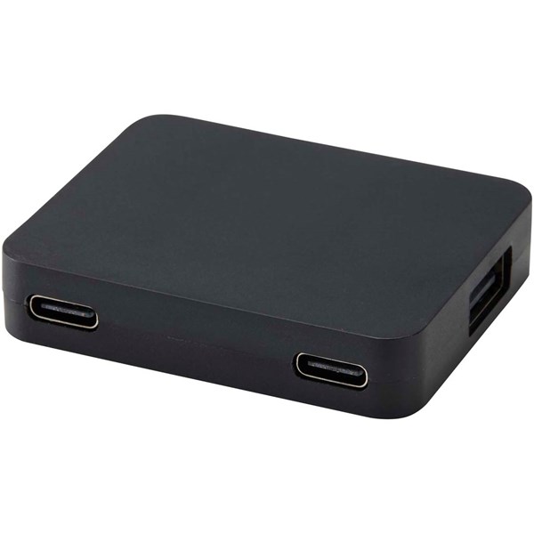 Obrázky: Černý 4portový USB hub/výstupUSB-A+Typ-C/duál.vstup