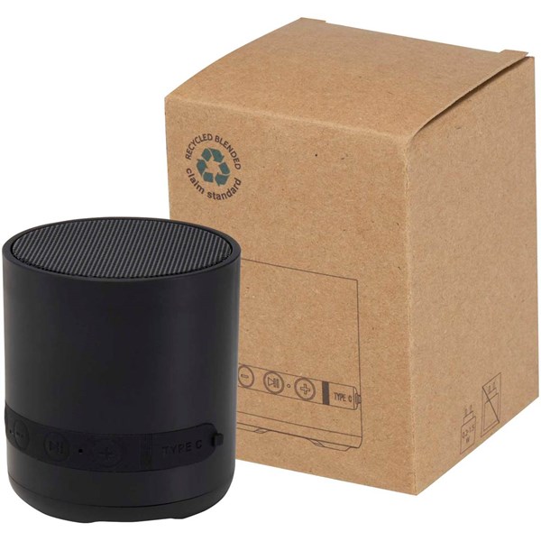 Obrázky: Černý 3W bezdrátový reproduktor z recykl. plastu