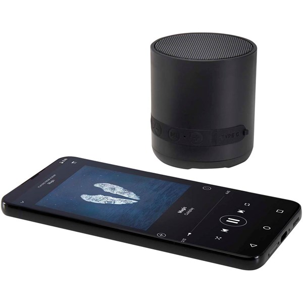 Obrázky: Černý 3W bezdrátový reproduktor z recykl. plastu, Obrázek 5