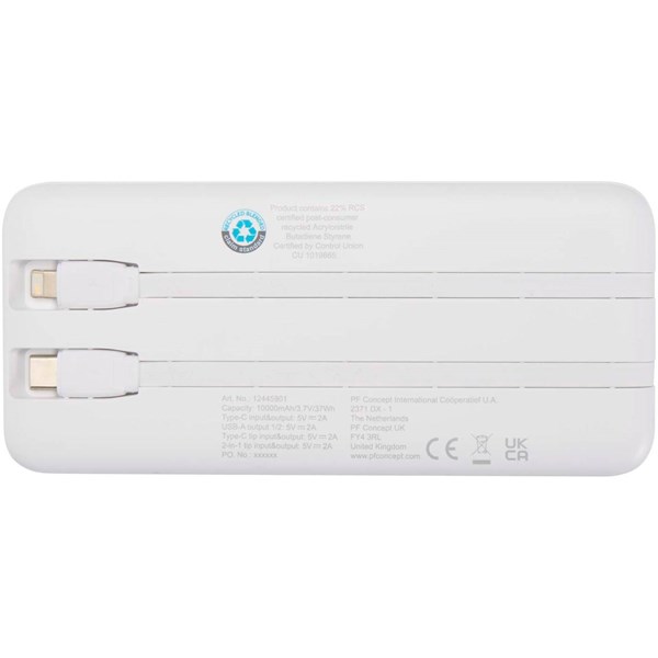 Obrázky: Bílá powerbanka 10 000 mAh s vestavěnými kabely, Obrázek 2