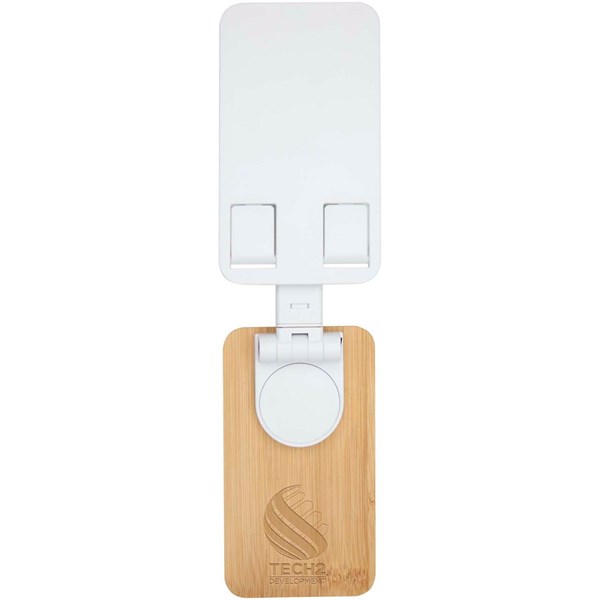 Obrázky: Bílý skládací stojan na telefon z plastu a bambusu, Obrázek 5