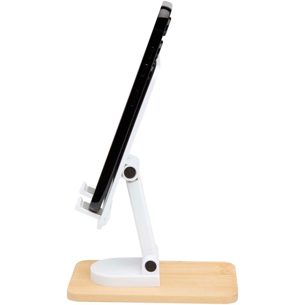 Obrázky: Bílý skládací stojan na telefon z plastu a bambusu, Obrázek 6