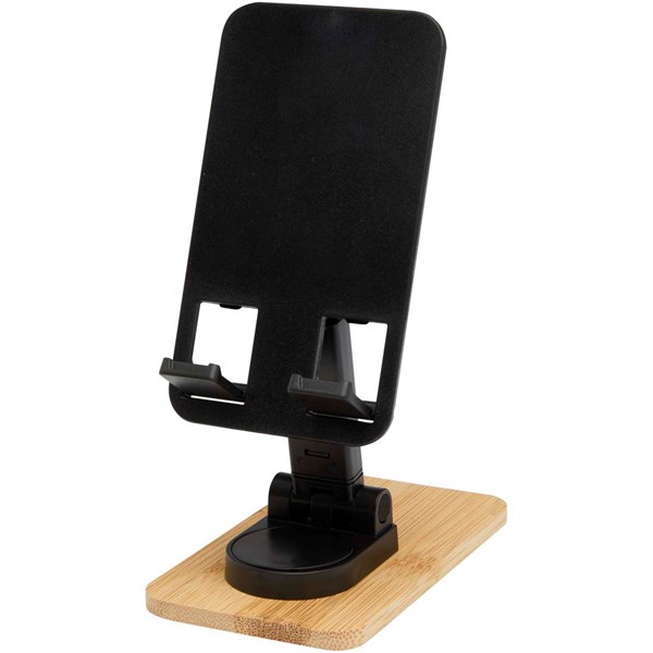 Obrázky: Černý skládací stojan na telefon z plastu a bambusu, Obrázek 2