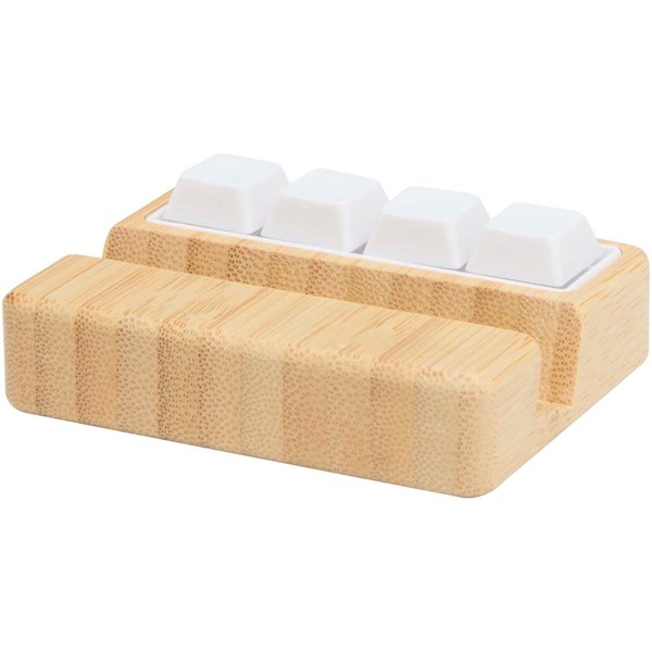 Obrázky: Stojan na telefon z bambusu a bílá antistres.hračka, Obrázek 3