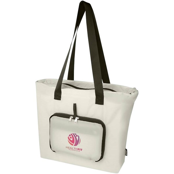 Obrázky: Béžová skládací nákupní taška z RPET, objem 16 l, Obrázek 3