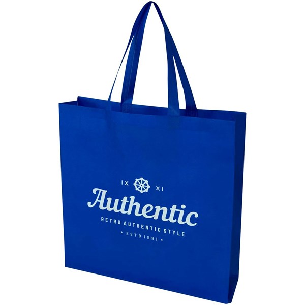 Obrázky: Kr.modrá netkaná nákup.taška se slož.dnem z GRS,12L, Obrázek 7