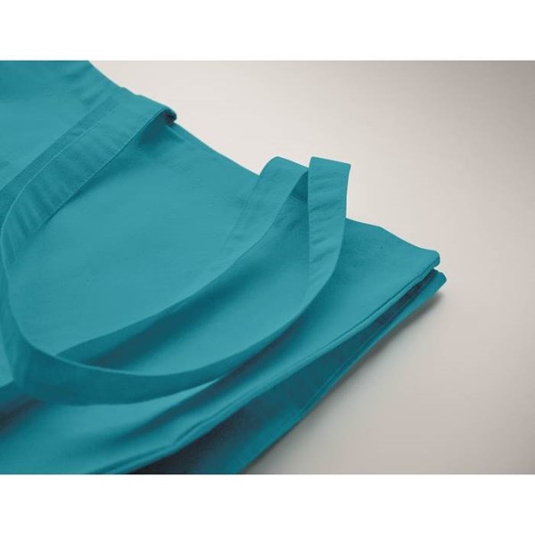 Obrázky: Nákupní taška 180g Fairtrade, šir. dno, tyrkys, Obrázek 4