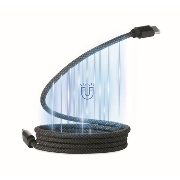 Obrázky: Opletený magnetický kabel z RPET, černá