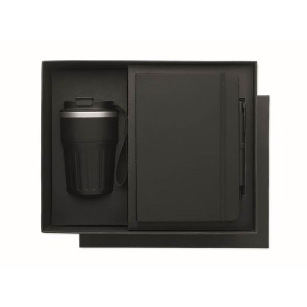 Obrázky: Černá sada zápisníku, kov. pera a termohrnku 350ml, Obrázek 3