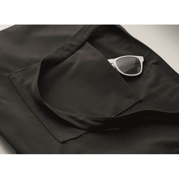 Obrázky: Velká manšestrová nákupní taška na zip, černá, Obrázek 2