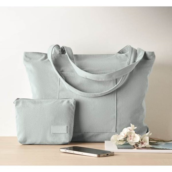 Obrázky: Velká manšestrová nákupní taška na zip, sv. modrá, Obrázek 7