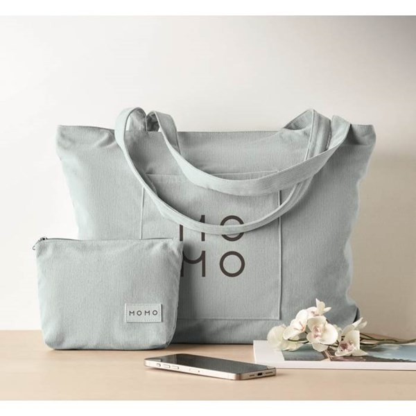 Obrázky: Velká manšestrová nákupní taška na zip, sv. modrá, Obrázek 8