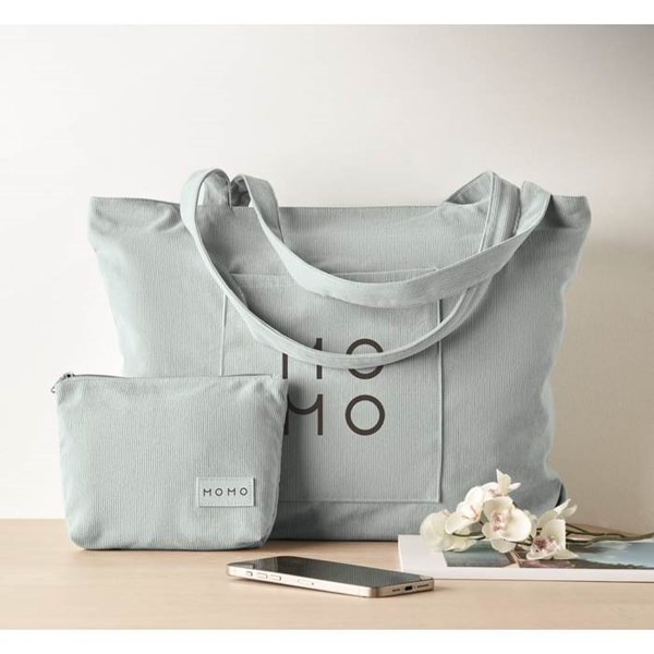 Obrázky: Velká manšestrová nákupní taška na zip, sv. modrá, Obrázek 9