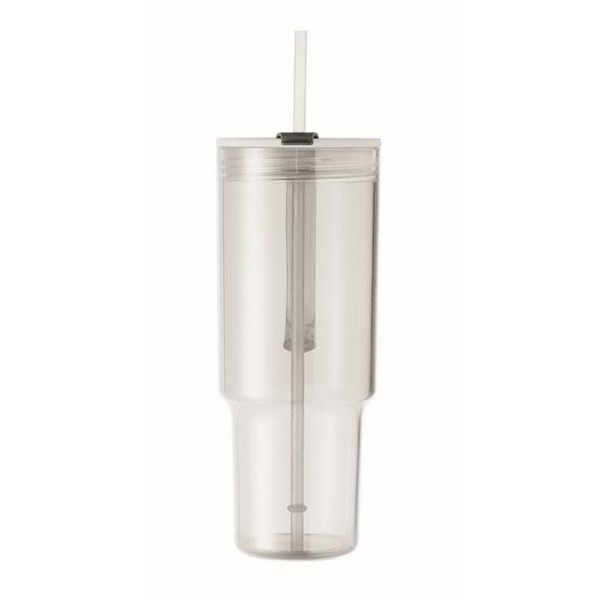 Obrázky: Průhledný hrnek 1200 ml s brčkem, bílý, Obrázek 6