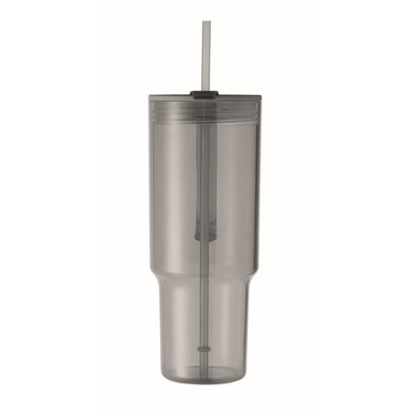 Obrázky: Průhledný hrnek 1200 ml s brčkem, šedý, Obrázek 5