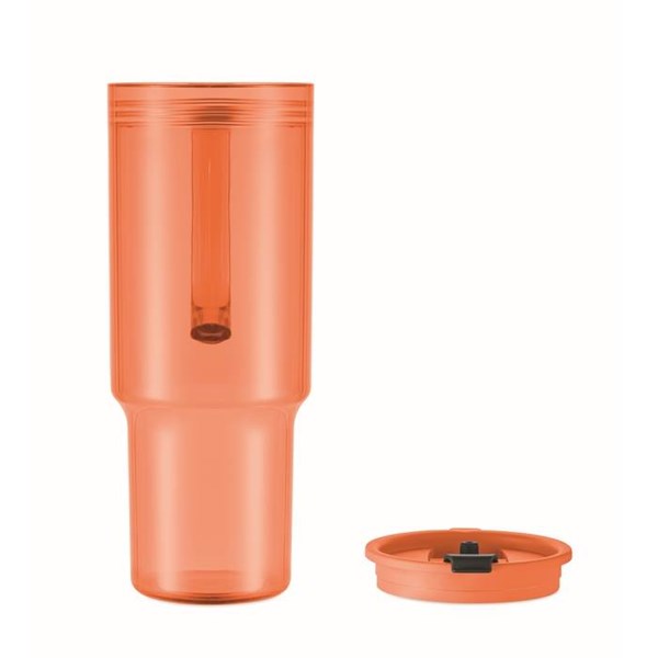 Obrázky: Průhledný hrnek 1200 ml s brčkem, oranžový, Obrázek 4